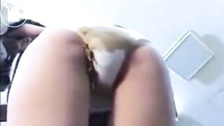 Japanese college girl pooping in white panties