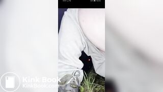 An outdoor poo at night..