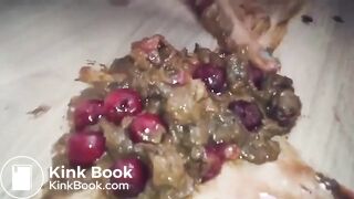 Eating poo with berries..