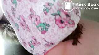 Poopy bulge in flowery panties