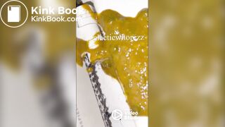 Girl has explosive diarrhea with huge mess on toilet