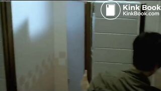 Woman police officer pooping