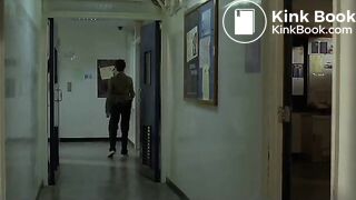 Woman police officer pooping