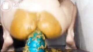 Nasty girl uses massive dildo