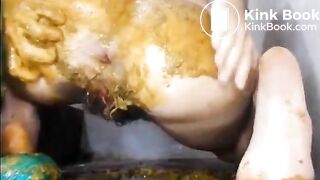 Nasty girl uses massive dildo