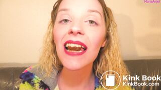 Teen Blonde eats Shit And Masturbates