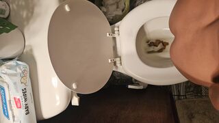 Girl takes a big shit on toilet - video 4