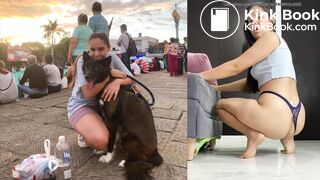 Latina shits on the floor like a dog