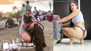 Latina shits on the floor like a dog