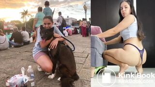 Latina shits on the floor like a dog