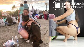 Latina shits on the floor like a dog