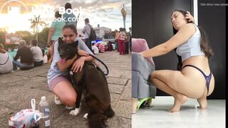 Latina shits on the floor like a dog