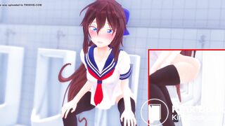 anime girl Pooping in urinals