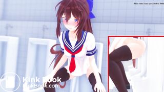 anime girl Pooping in urinals