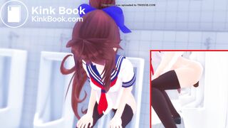 anime girl Pooping in urinals