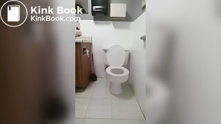Ebony girl shitting on public toilet