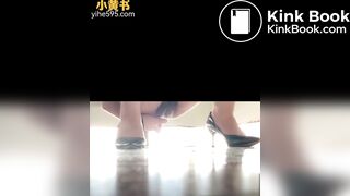Constipated Chinese girl fastens stool by hand