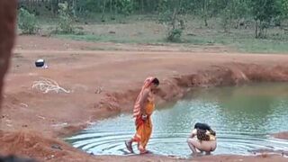 Desi outdoor ass wash