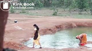 Desi outdoor ass wash