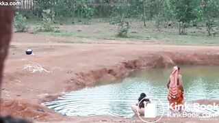 Desi outdoor ass wash