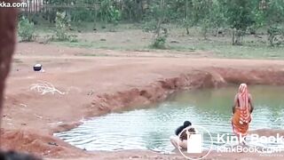 Desi outdoor ass wash