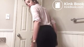 Sexy Tina in pink blouse letting out her shit