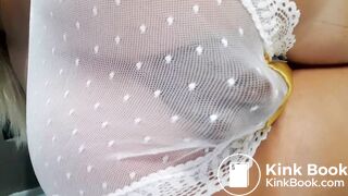 Big shit in sheer panties