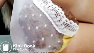 Big shit in sheer panties