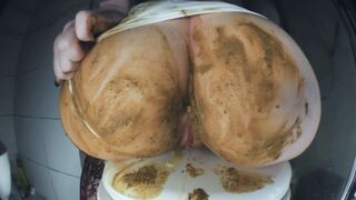 Dirty Betty in white panties scat smear