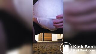Girl tries to mess alr filled diaper more