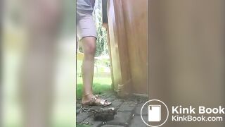 A thick turd in the yard..