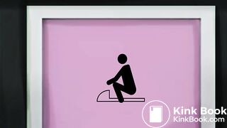 Two girls use the squat toilet together