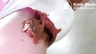 Satin panties filled with poop