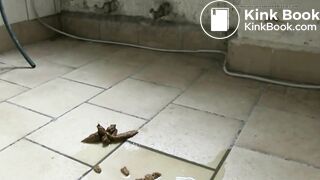 Hot blonde shit and piss while doing makeup