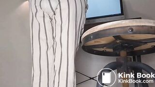 White Striped Pants Poop