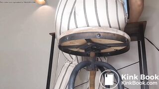 White Striped Pants Poop