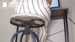 White Striped Pants Poop