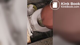 Girl pooping and peeing on toilet