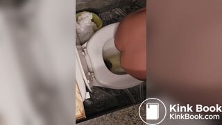 Girl pooping and peeing on toilet