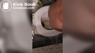 Girl pooping and peeing on toilet