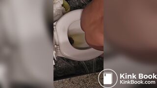 Girl pooping and peeing on toilet