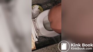 Girl pooping and peeing on toilet