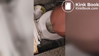Girl pooping and peeing on toilet