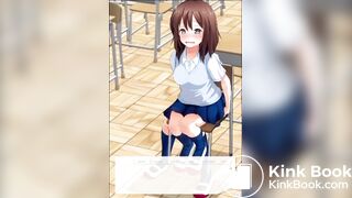girl 1eaks diarrhea into a bucket