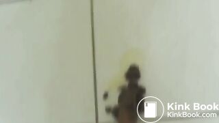 Brunette piss and shit on bathroom floor video 1