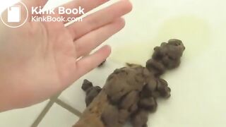 Brunette piss and shit on bathroom floor video 1