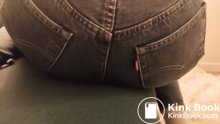 Girl messes her jeans and rubs