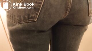 Girl messes her jeans and rubs