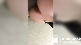 Blonde beautiful shit in public toilet