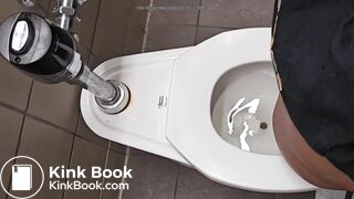 Girl pooping on public toilet - video 5